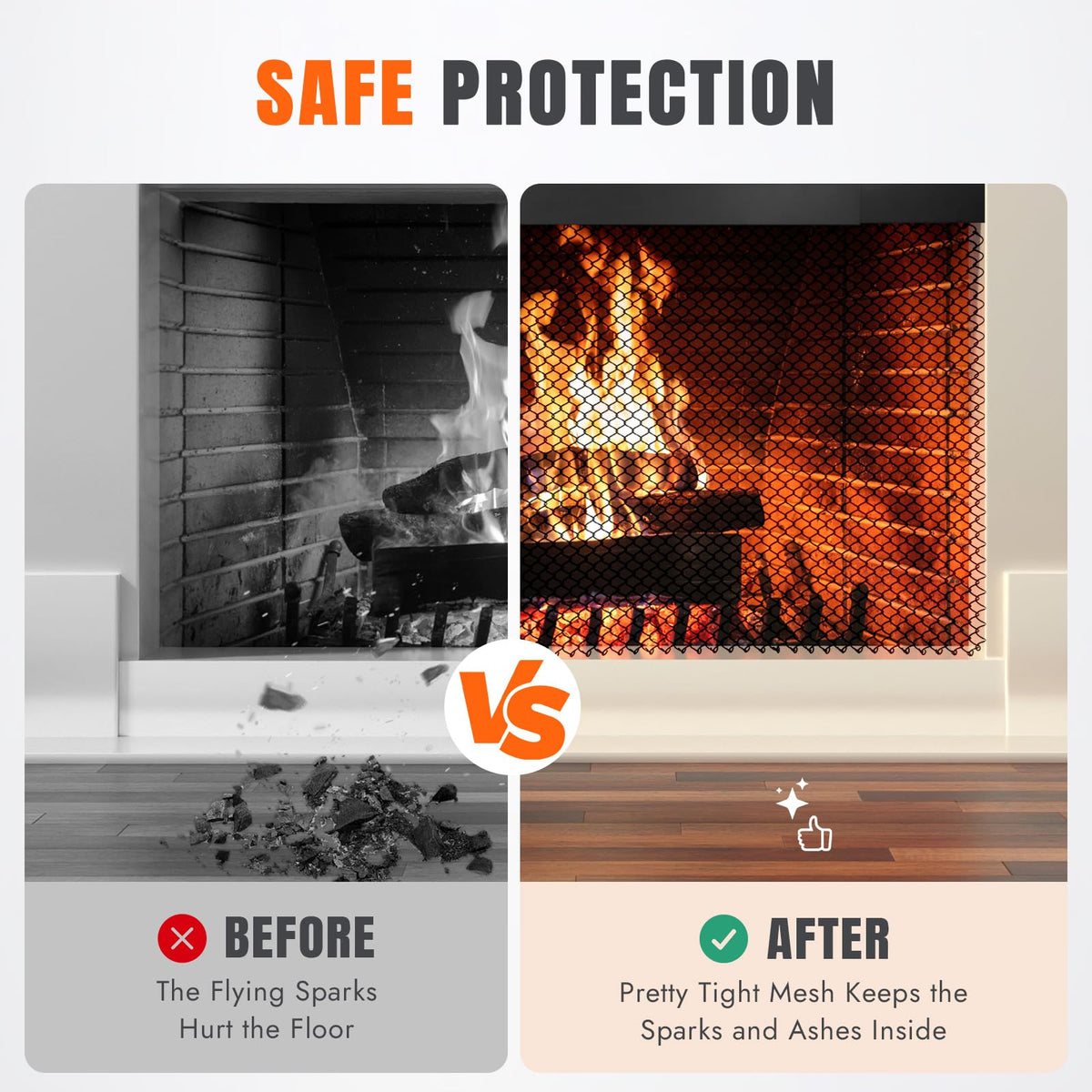2 Pcs Fireplace Screen Mesh Curtain Z6176