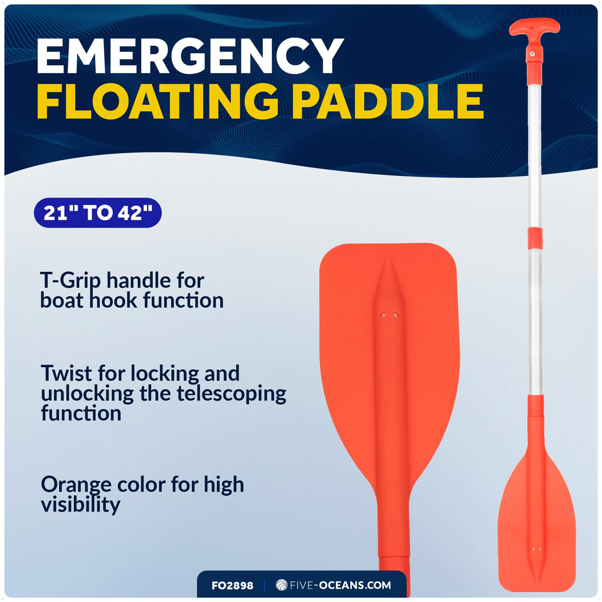 Telescoping Floating Orange Boat Paddle M3225