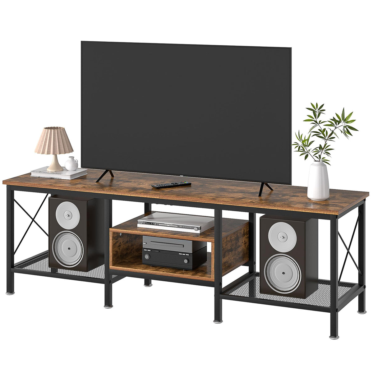 70 Inch 3-Tier TV Stand with Open Storage Shelves X915