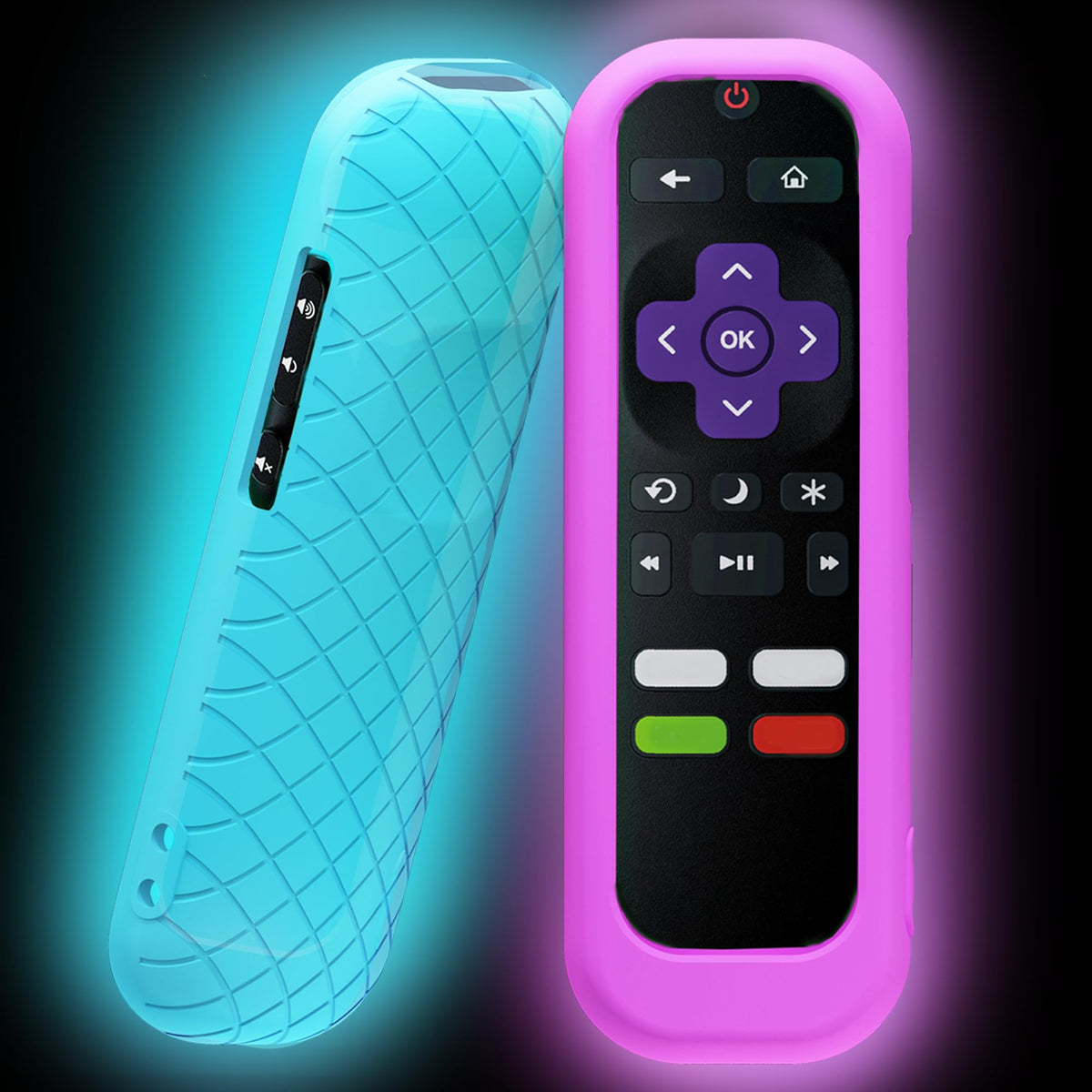 Silicone Remote Cover, 2-Pack, Glow in the Dark, Blue/Purple X165