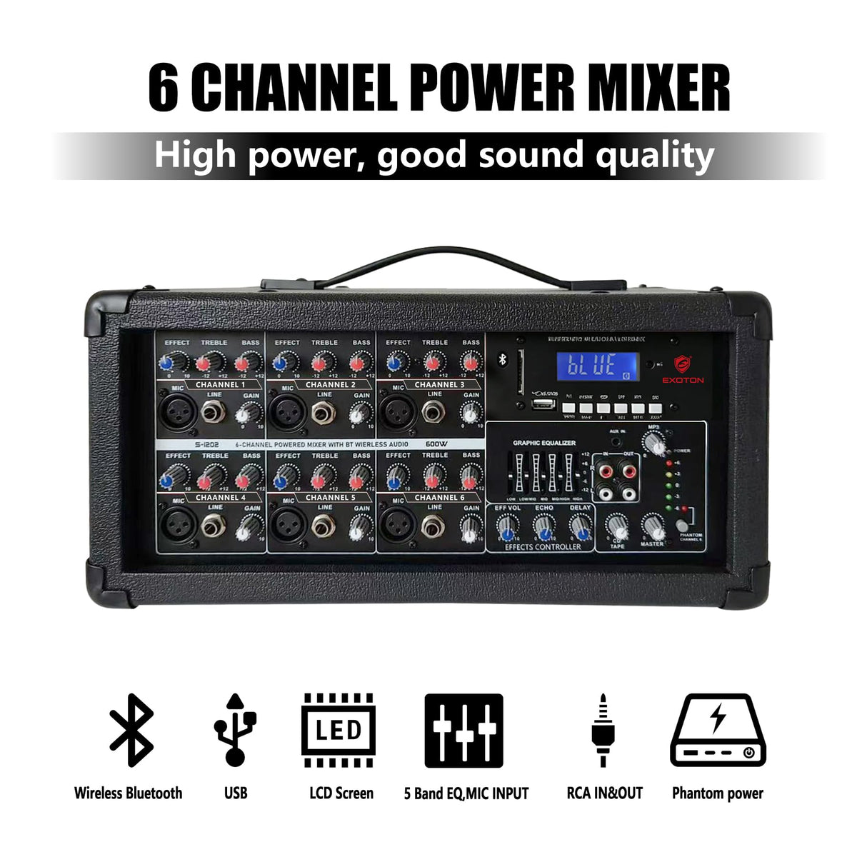 2000W Bluetooth PA System with Powered Mixer Set I789437