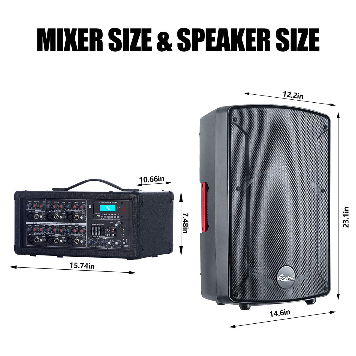 2000W Bluetooth PA System with Powered Mixer Set I789437