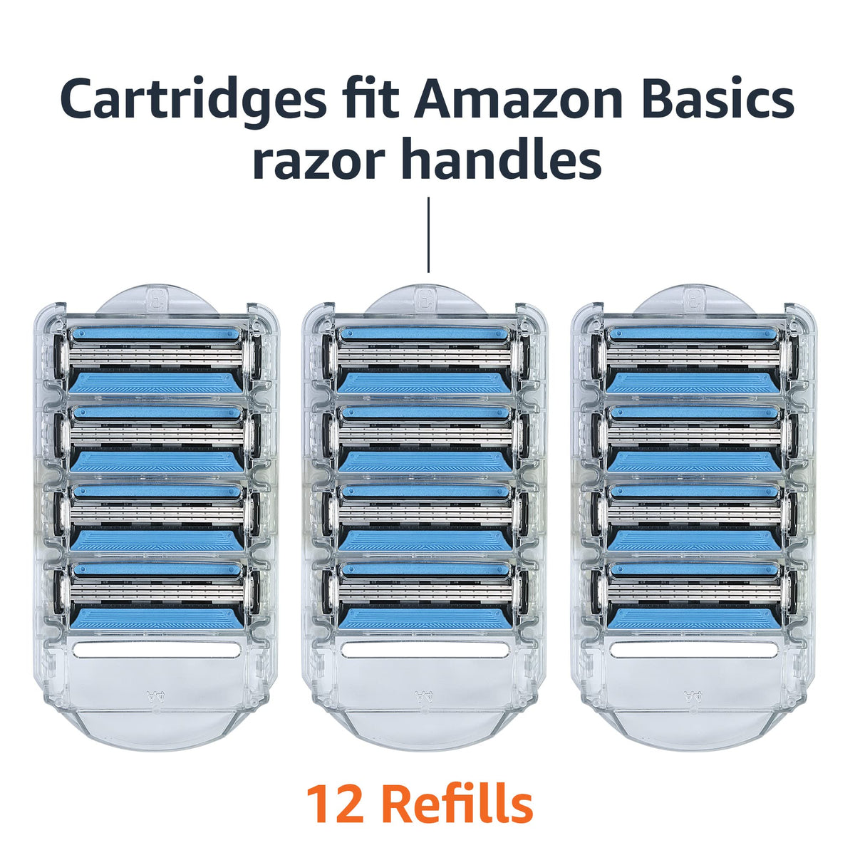 3-Blade Razor Refills with Dual Lubrication, 12 Cartridges M396