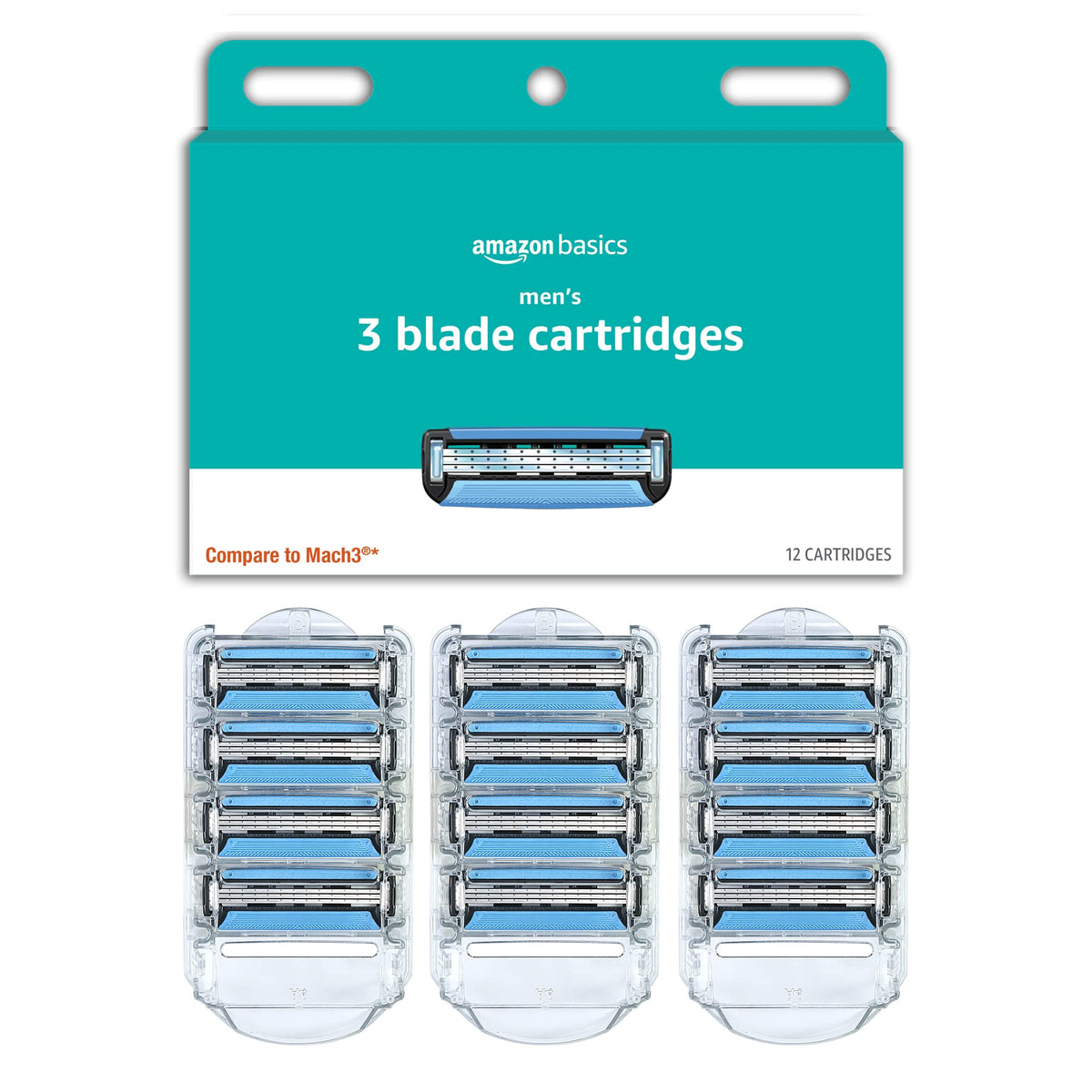 3-Blade Razor Refills with Dual Lubrication, 12 Cartridges M396