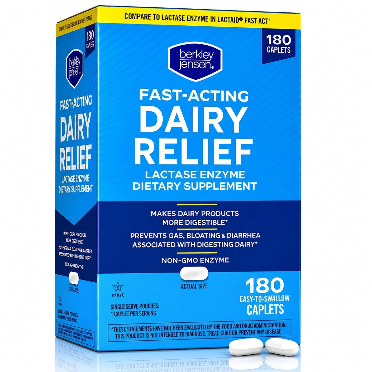 Maximum Strength Fast Acting Lactase Enzyme 9000 FCC Digestive Supplement, 180 Tablets O860890