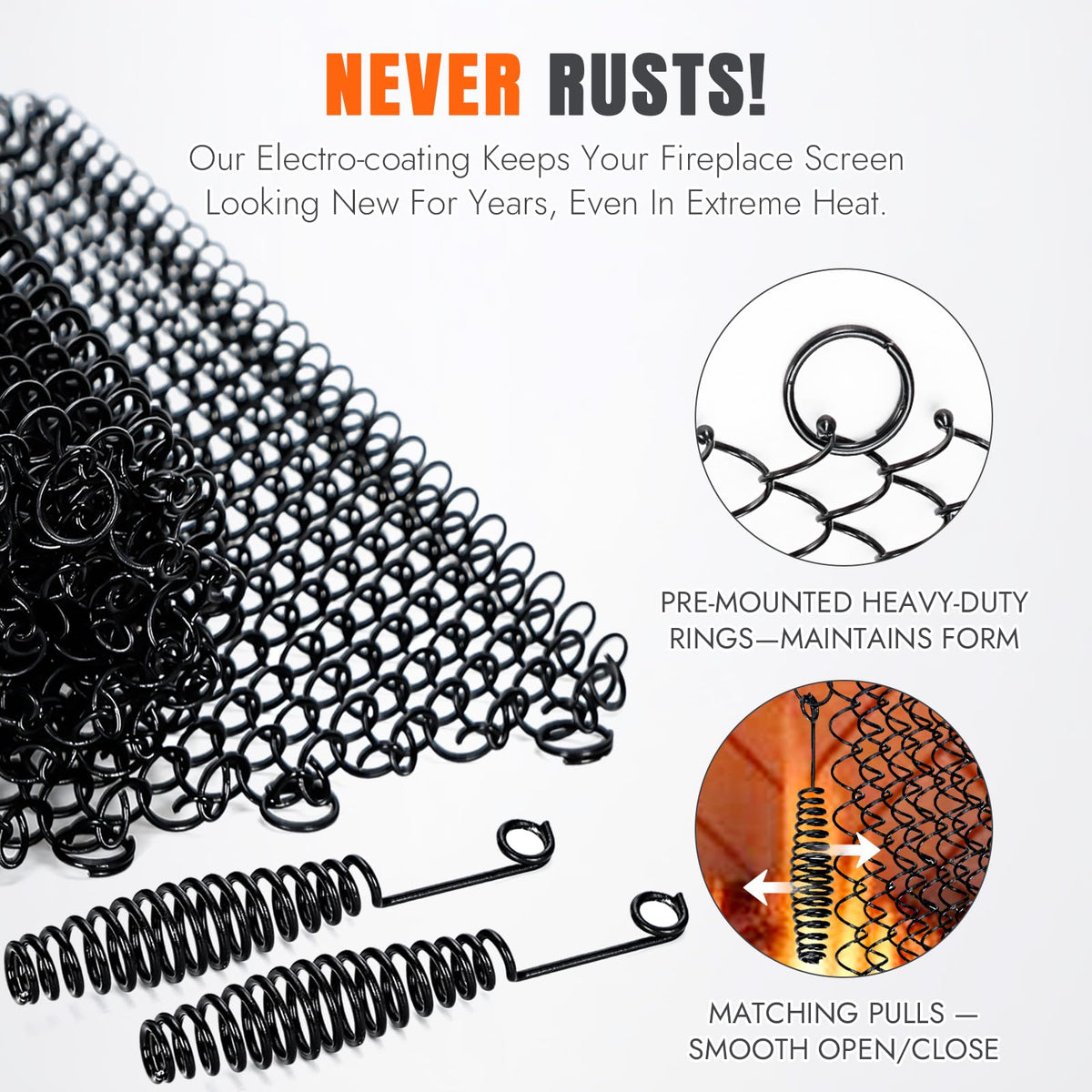 2 Pcs Fireplace Screen Mesh Curtain Z6176