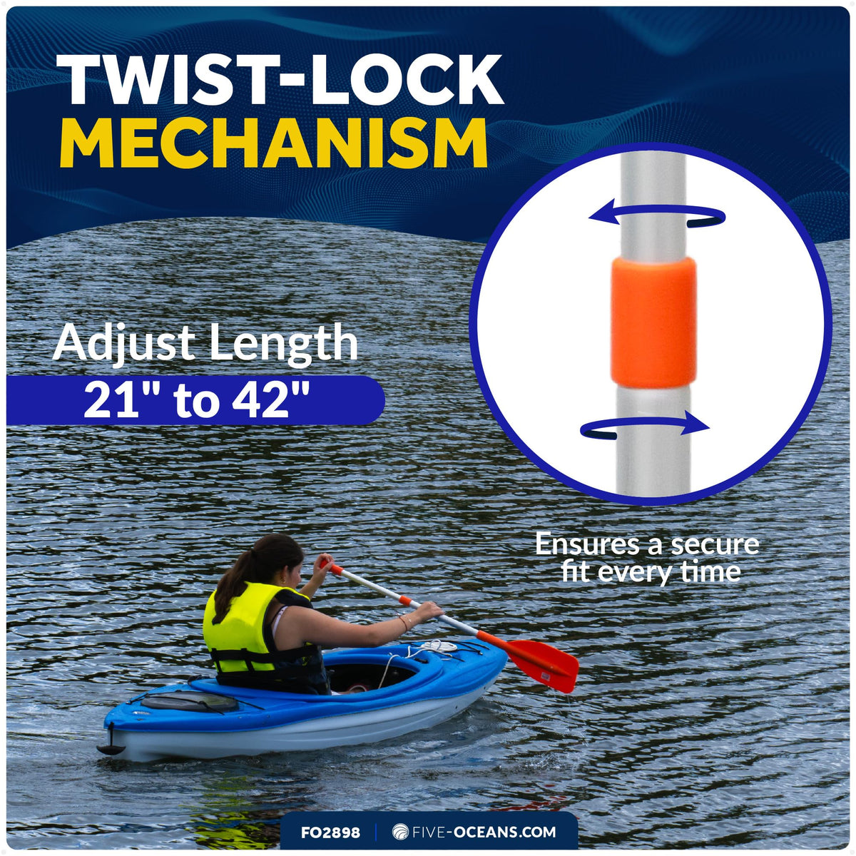 Telescoping Floating Orange Boat Paddle M3225