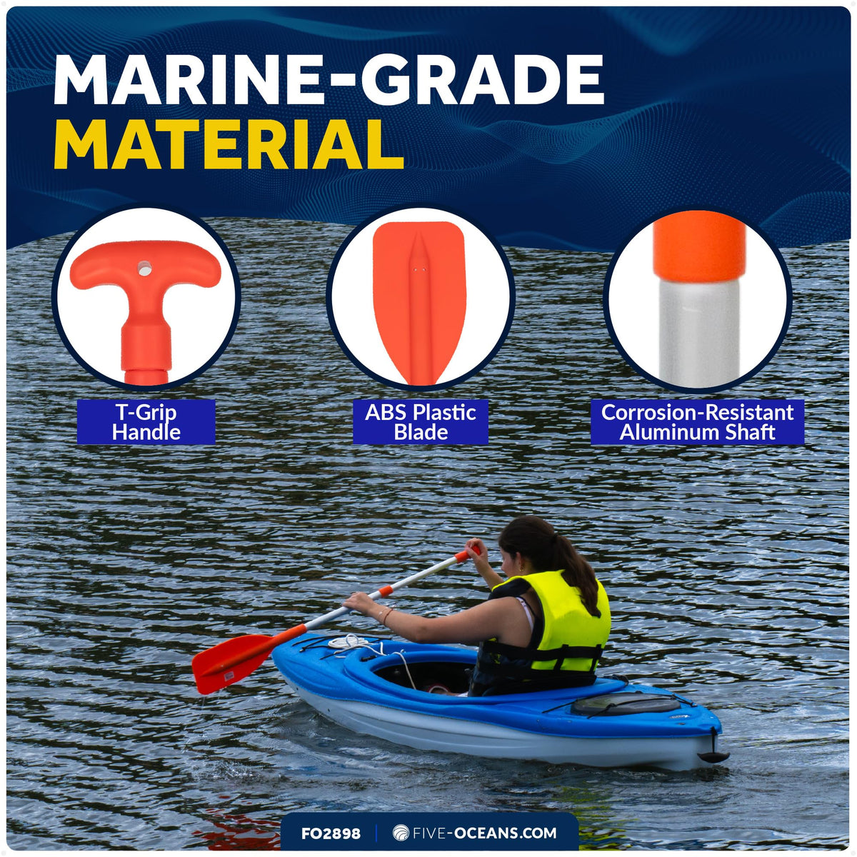 Telescoping Floating Orange Boat Paddle M3225